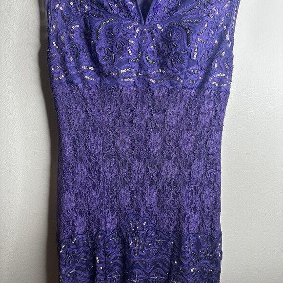 Sue Wong Nocturne Dress Size 8 Purple Beaded Corset Sequin Cocktail Goth Fairy - Picture 3 of 16